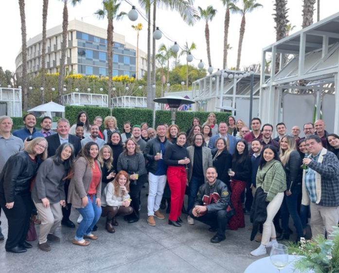 Group photo of Informa Markets Engineering team members in their Santa Monica headquarters