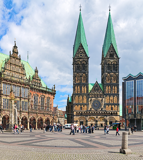 Bremen Market Square with City Hall and Bremen Cathedral, Germany